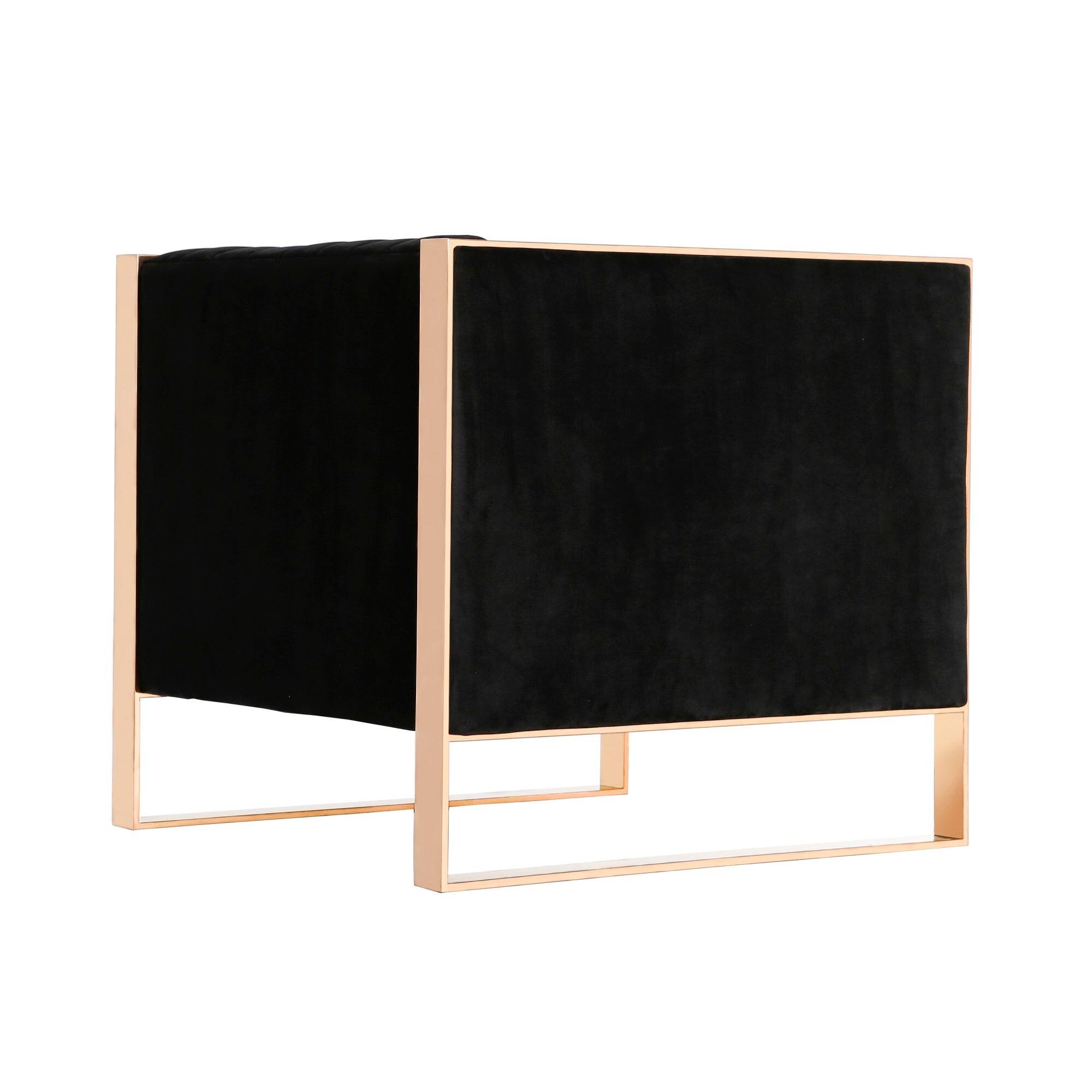 Alt View 2. Manhattan Comfort - Trillium Mid-Century Modern Velvet Lounge Chair - Black.