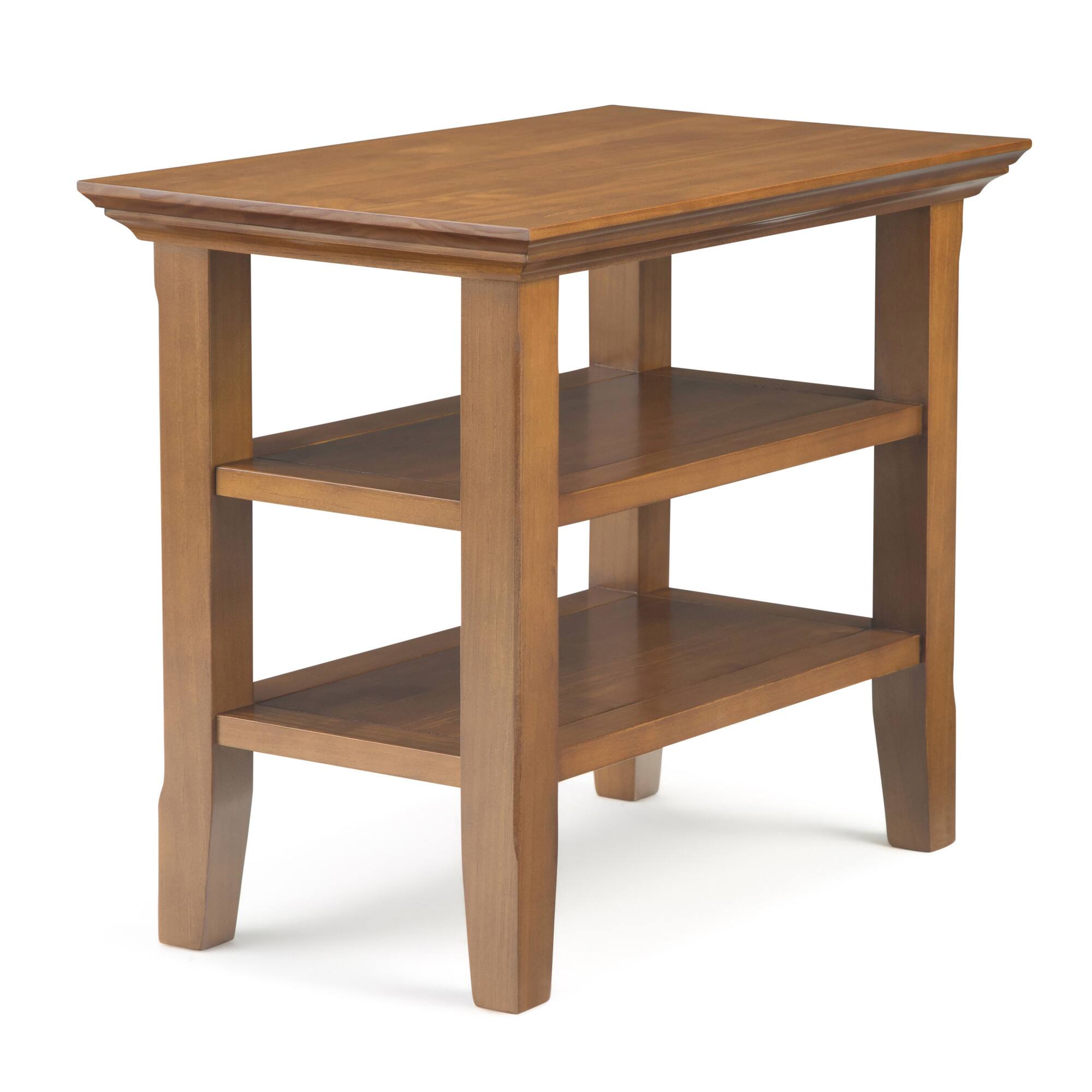 Angle. Simpli Home - Acadian Narrow Side Table - Light Golden Brown.