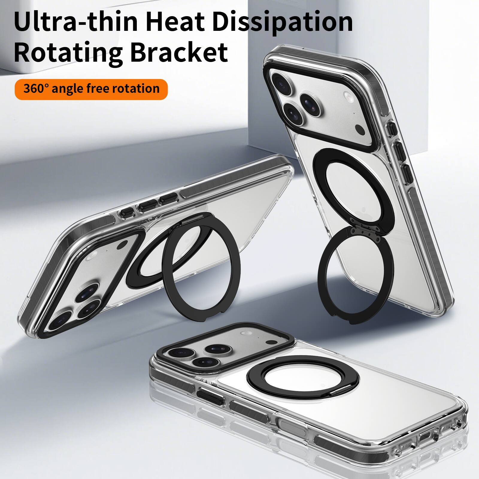 Ultra-thin Heat Dissipation Rotating Bracket  
360° angle free rotation