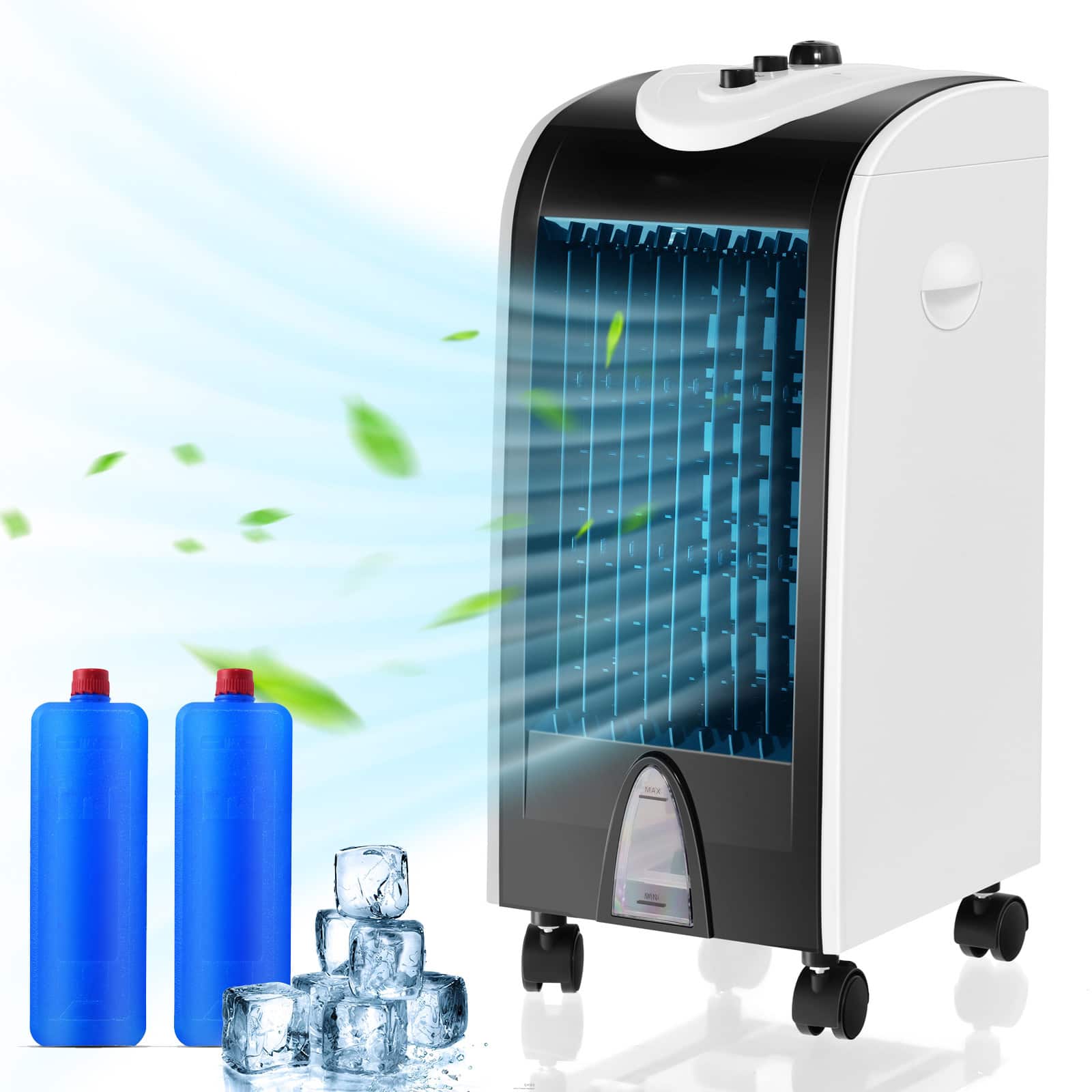 Ecooso - 3-in-1 Portable Evaporative Air Cooler Fan with Remote Control and Filter Knob - Black
