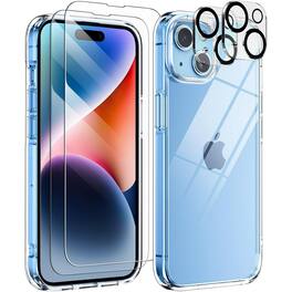 Entronix - Bundle for iPhone 14 Plus - Hard Back Case, 2 Screen Protector & 2 Camera Lens Protectors - Clear