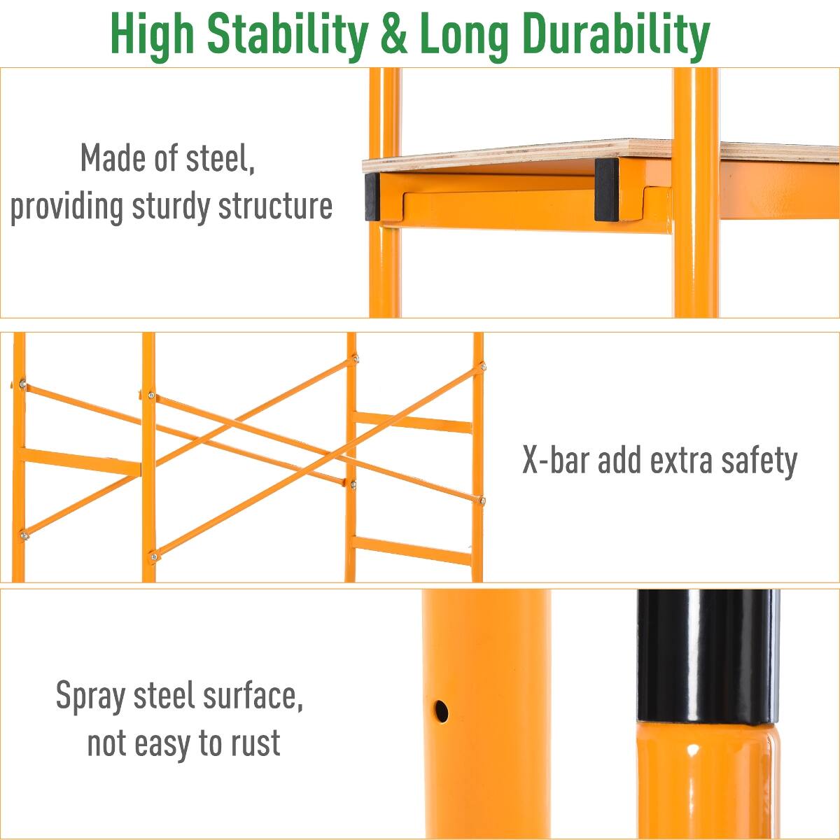 High Stability & Long Durability

Made of steel, providing sturdy structure

X-bar add extra safety

Spray steel surface, not easy to rust