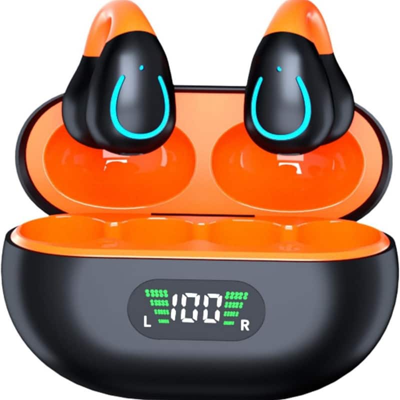 SKRAN - Wireless Headphones Bluetooth -Clip On Mini Earbuds, Bone Conduction Headphones Earphones, for Workout,Walking - Black