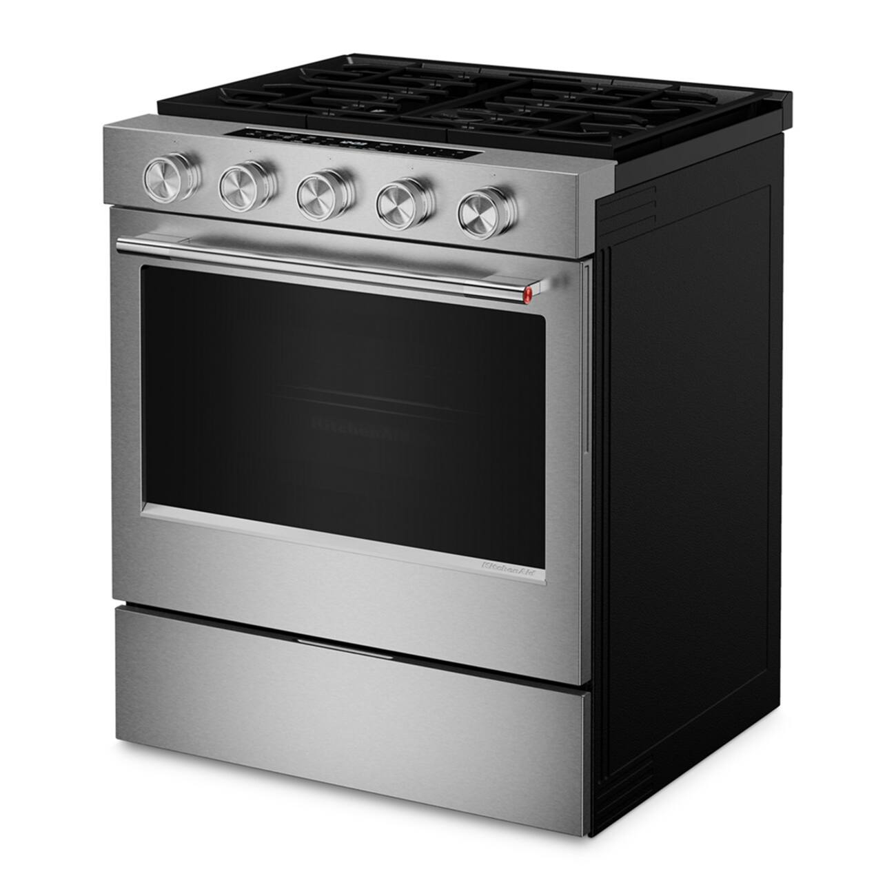 Alt View 10. KitchenAid - 30 in. Wide 5 burners 5.0 cu. ft. Smart Slide-in Gas Range with Convection Cooking Modes and 2-in-1 Burner - PrintShield Stainless Finish.