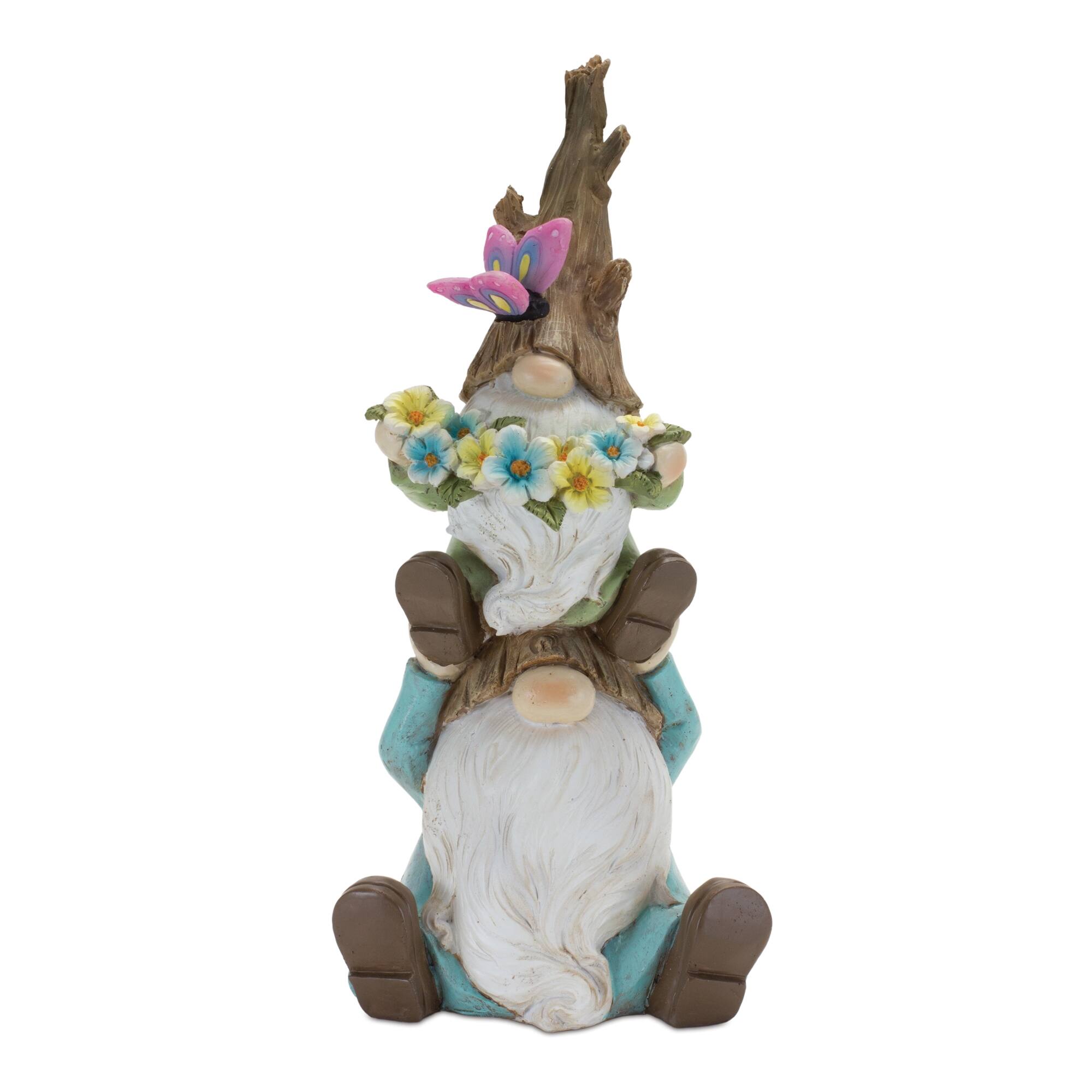Front. BreeBe - Tree Trunk Gnome Stack (Set of 2) - Multicolor.