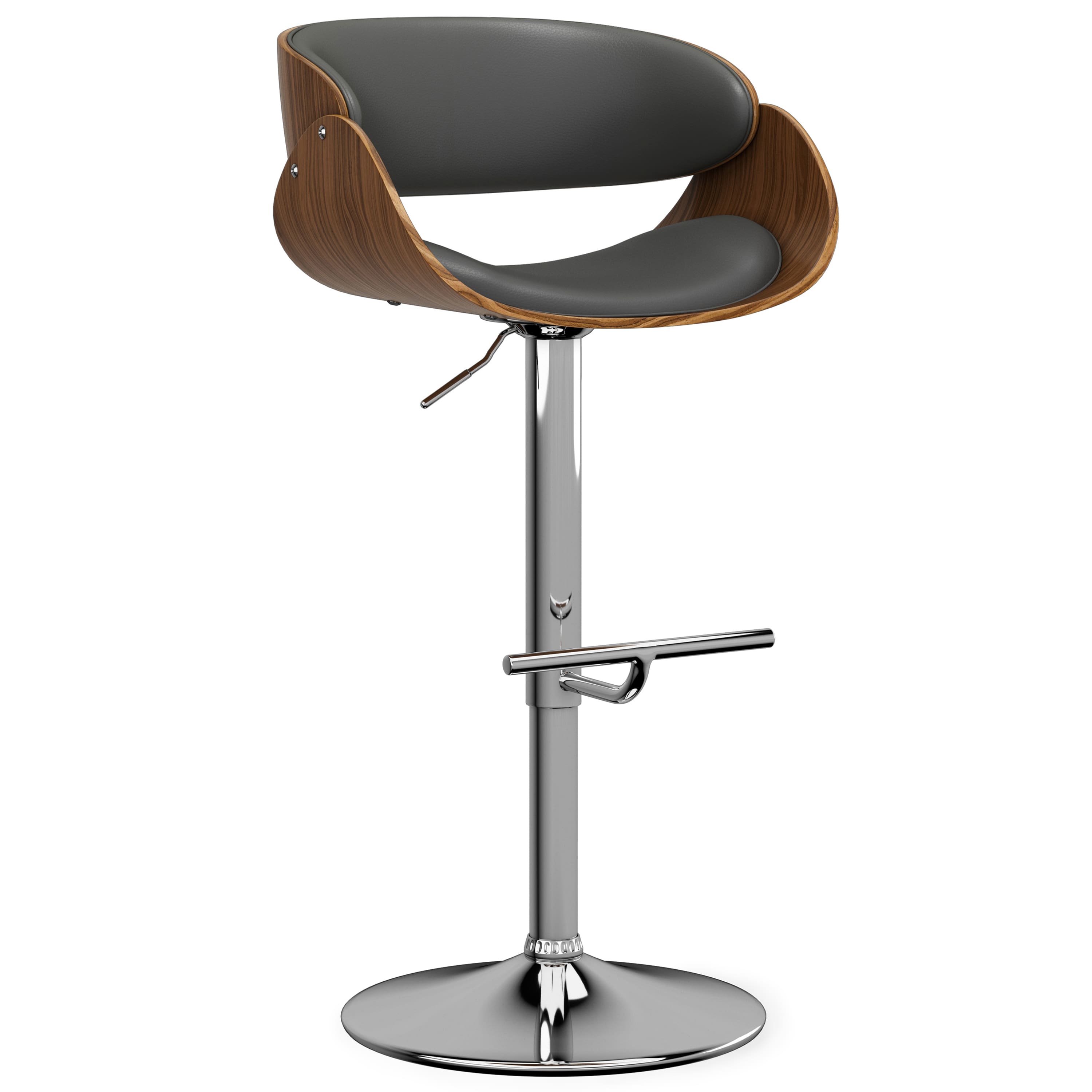 Simpli Home - Amery Mid Century Modern Metal Adjustable Swivel Bar Stool - Charcoal Grey - Front_Zoom