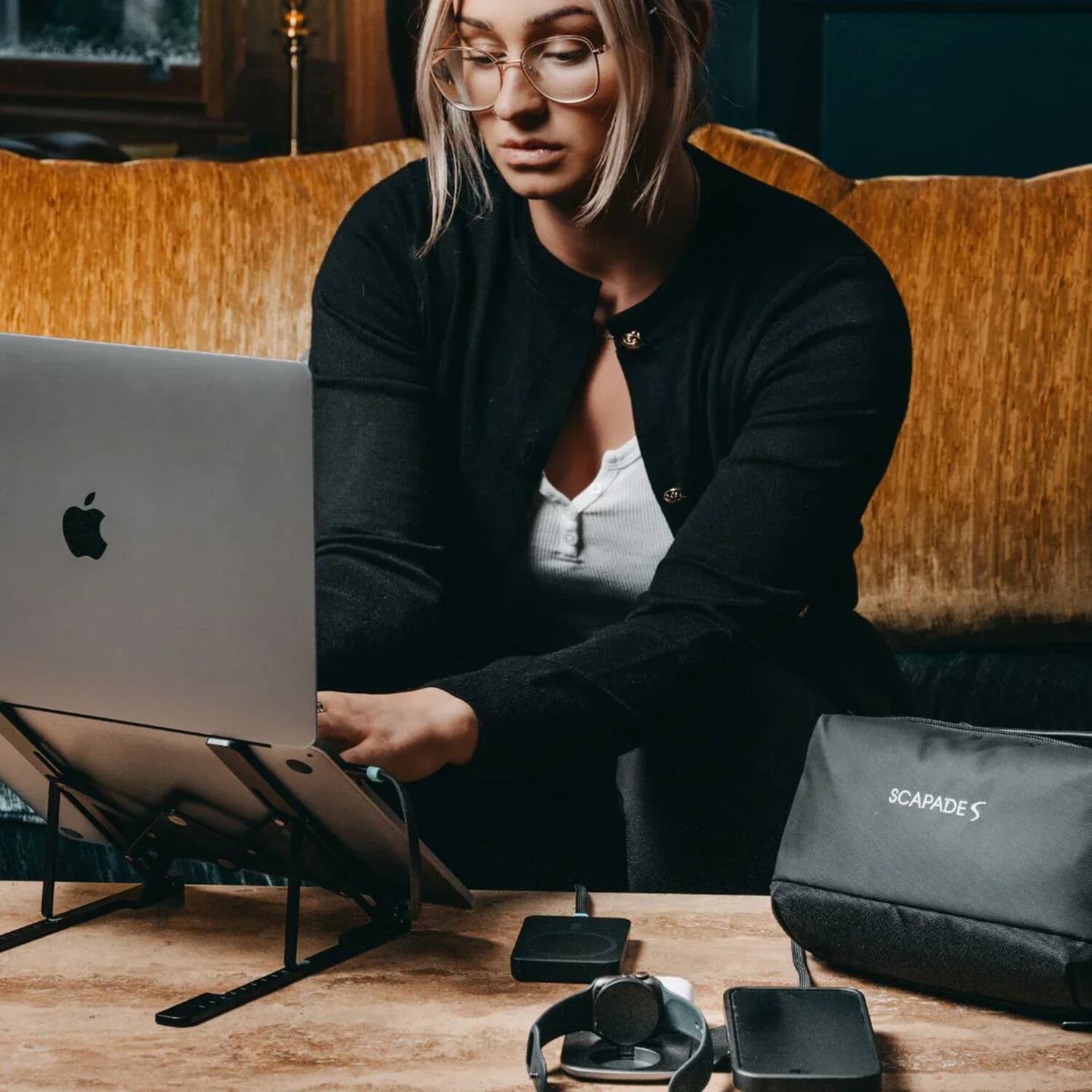 Left. Scapade - AirStand Pro Foldable Travel Stand for Laptops - Black.