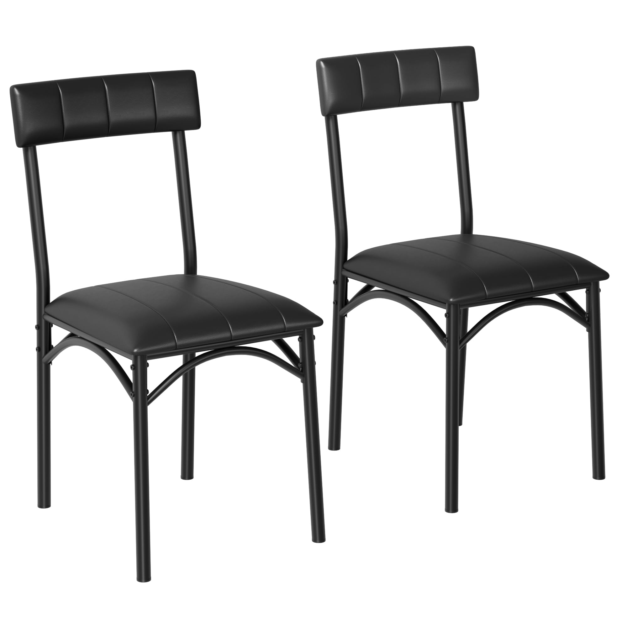Front. Babevy - Set of 2 Faux Leather Dining Chairs, Mid Century Modern Kitchen & Dining Room Table Side Chairs - Black.