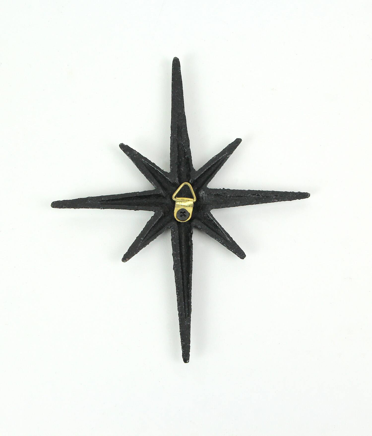 Alt View 3. Zeckos - Set of 3 Black Cast Iron 8 Pointed Starburst Wall Hangings Mid Century Stars - Black.