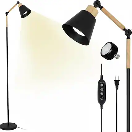 Front. Luckbyte - Full Spectrum 20W COB Grow Light 75 Inch Adjustable Timer Standing Lamp for Big Plants.