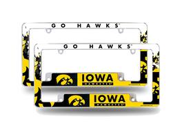 Rico Industries - Iowa Hawkeyes (Set of 2) Chrome Metal License Plate Frames with Bold Full Frame Design - Multi