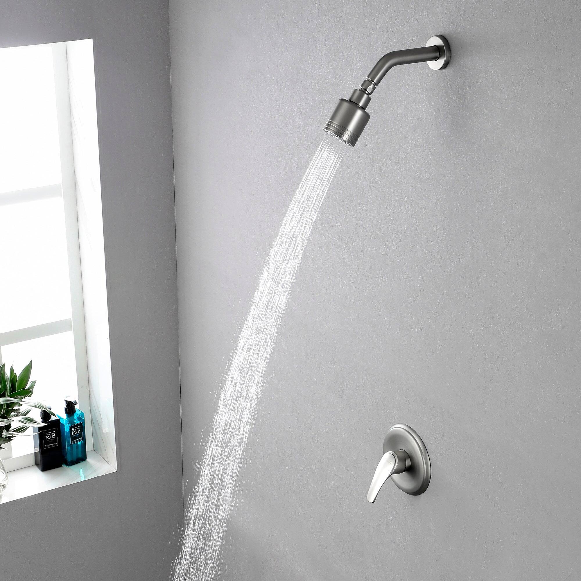 Alt View 10. Boyel Living - 1-Spray Patterns with 4.1 GPM 2.52 in. Wall Mount Rain Fixed Shower Head with Single Lever Handle in Brushed Nickel - Brushed Nickel.