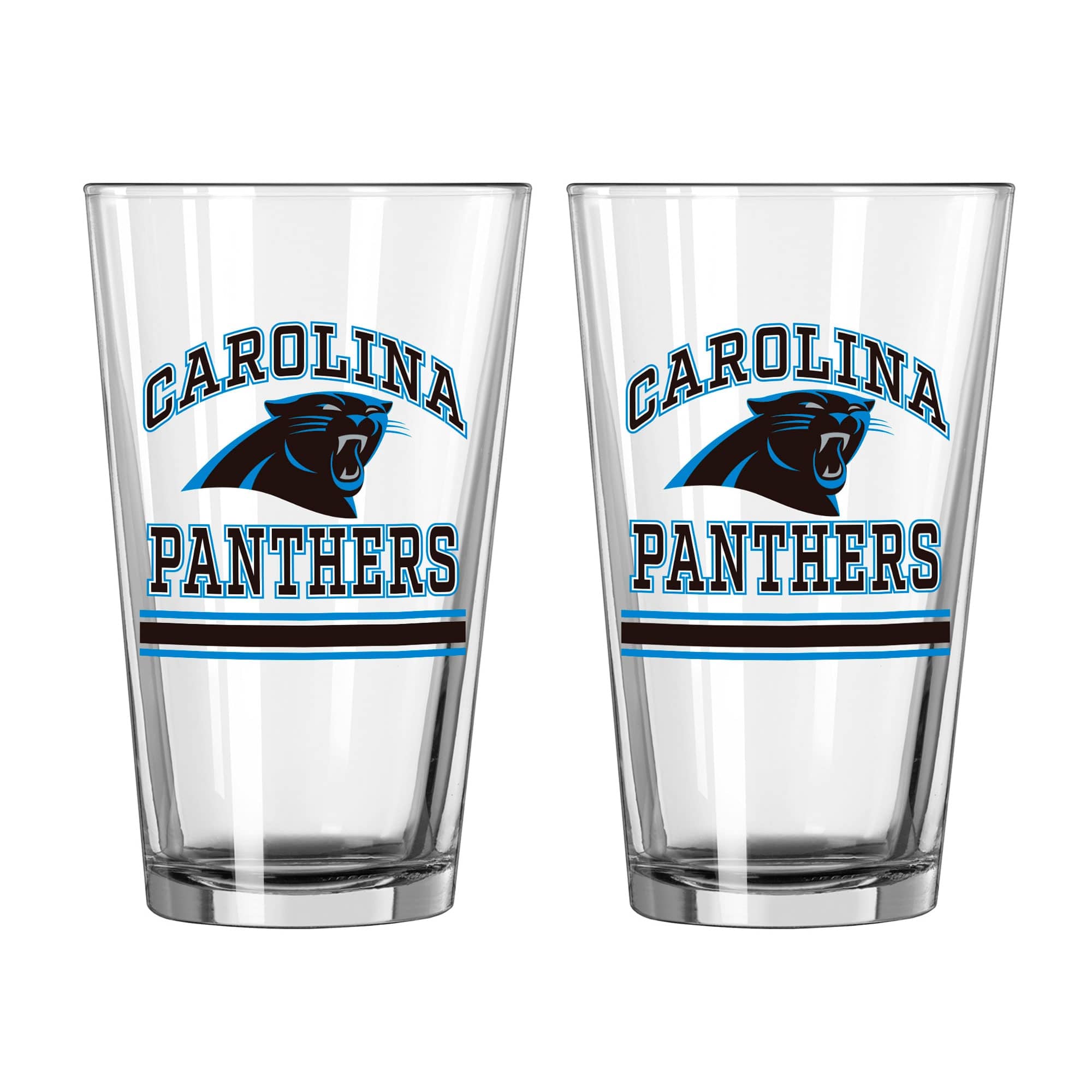 Logo Brands - Carolina Panthers 16oz. Pint Glass Two Pack - Multicolor