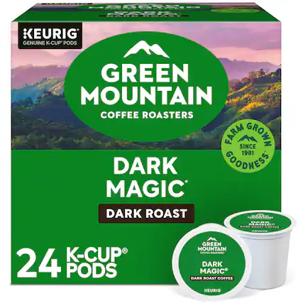 Green Mountain Coffee Roasters Farm Grown Since 1981 Dark Magic Dark Roast Coffee. 24 K-Cup Pods.
