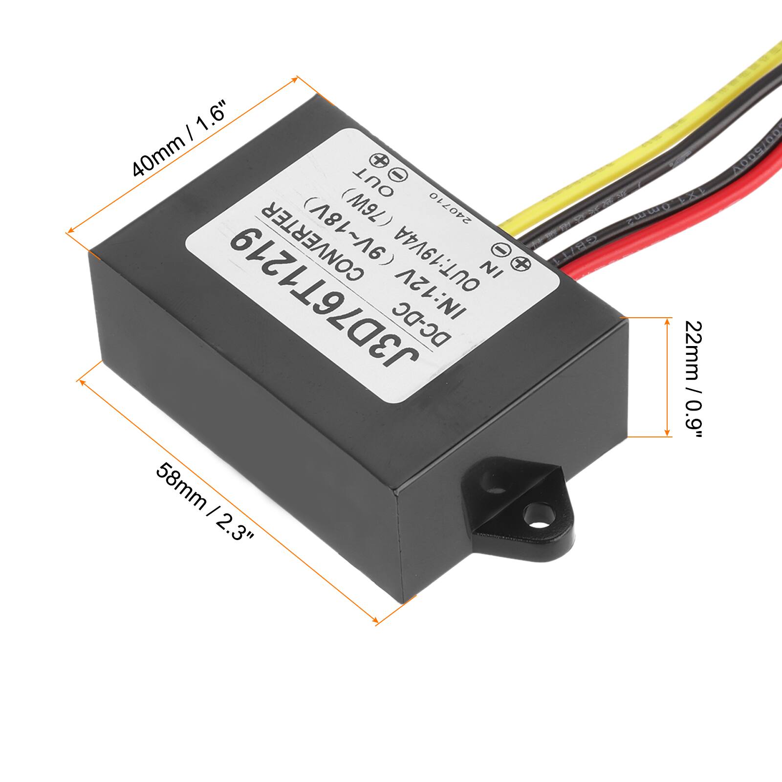 I 1.6" 40mm + - OUT (M9Z) 240710 CONVERTER OUT: 19V4A NI - + SB7T1 J3D76T1219 DC-DC IN: 12V 58mm I 2.3" 0m.m 22mm / 0.9" A009/00

COOLER812192703

DC-DC IN: 12V - 24V
OUT: 19V - 4A
NI
OUT
IN
40mm / 1.6"
58mm / 2.3"
22mm / 0.9"
9.0g