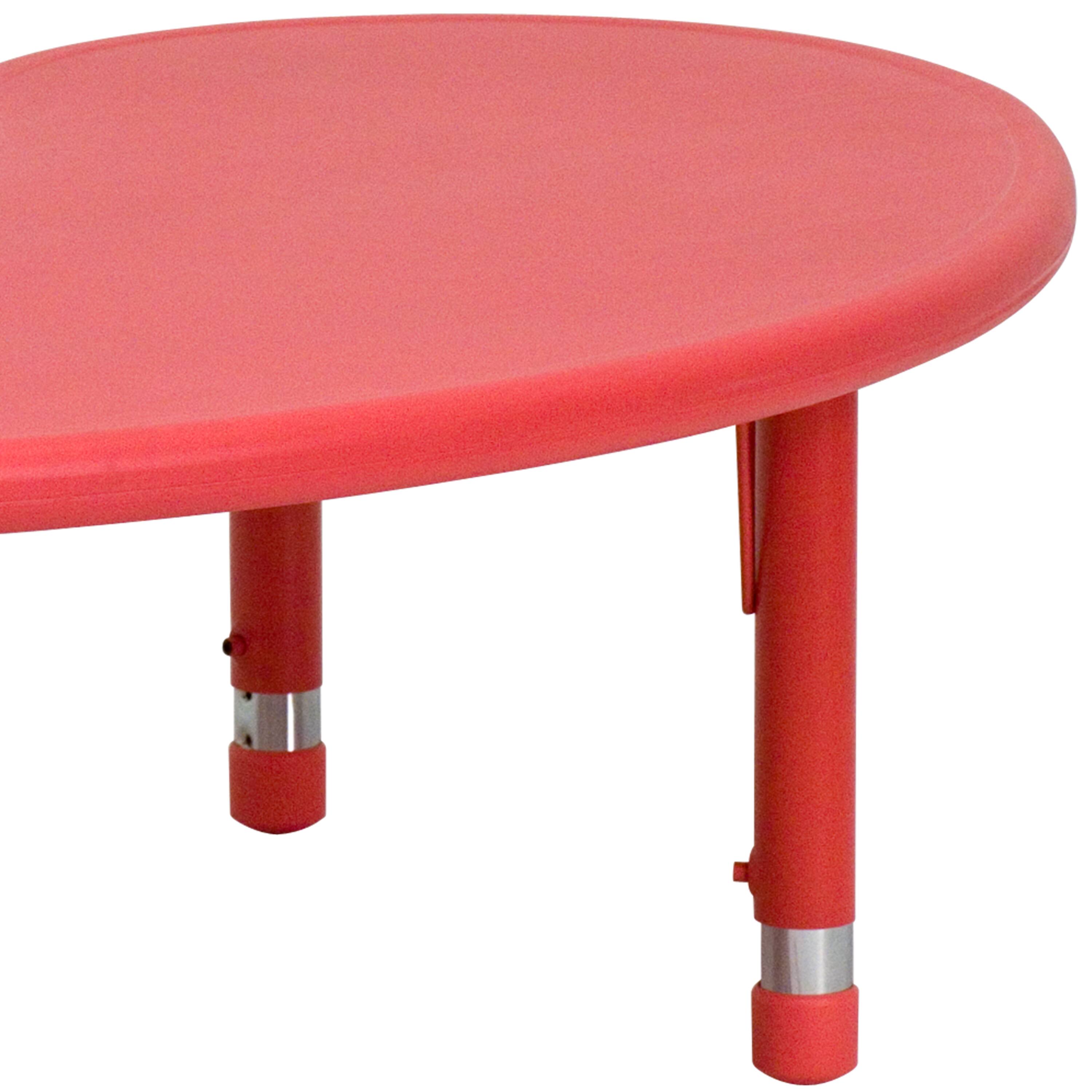 Alt View 7. Emma + Oliver - 35"W x 65"L Half-Moon Plastic Height Adjustable Activity Table - Red.