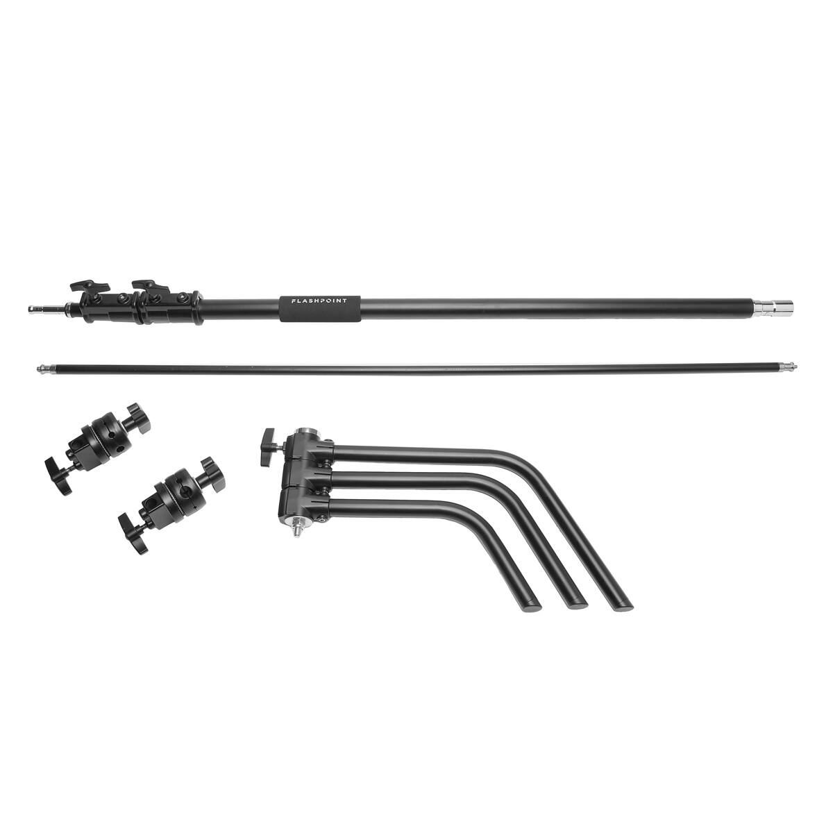 Alt View 4. Flashpoint - Flashpoint Turtle Base C-Stand and Cross Arm Boom Kit (Black, 10.5').