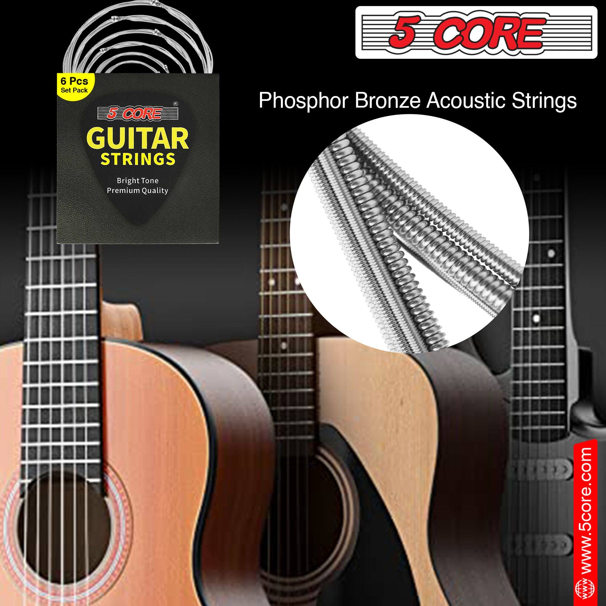 5 CORE  
6 Pcs Set Pack  
GUITAR STRINGS  
Bright Tone  
Premium Quality  

Phosphor Bronze Acoustic Strings  

www.5core.com