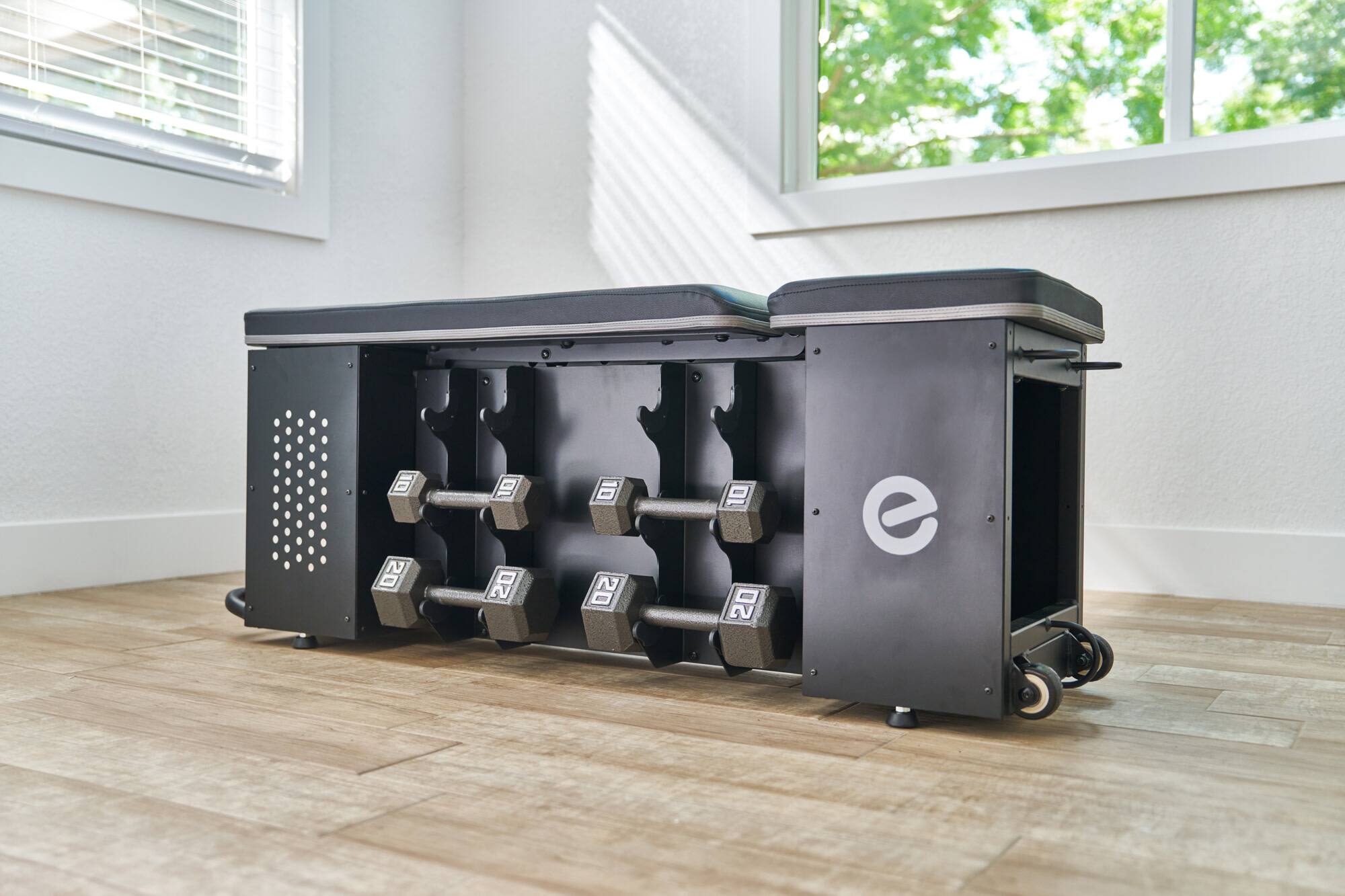 Alt View 3. Echelon - Adjustable Weight Bench with 6-Position Backrest & Dumbbell Storage - Black.