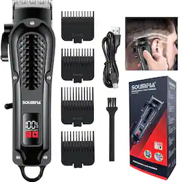 HATTEKER - Hair Clipper with Adjustable Taper Lever, LCD Display & USB Type-C Charging Cordless