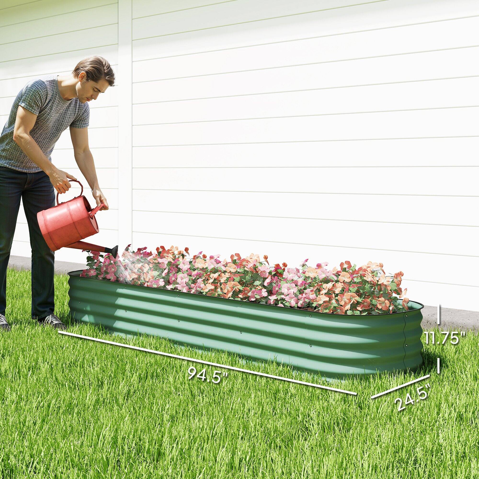 Outsunny x 2' x 1' Galvanized Raised Garden Bed Kit Green 845
