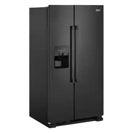 Front. Maytag - Maytag - 24.5 Cu. Ft. Side-by-Side Refrigerator - Black - Black.