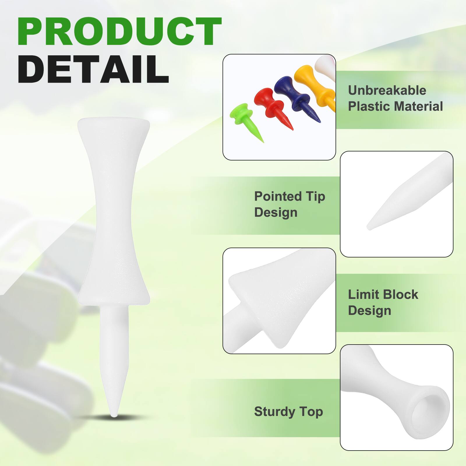 PRODUCT DETAIL

- Unbreakable Plastic Material
- Pointed Tip Design
- Limit Block Design
- Sturdy Top