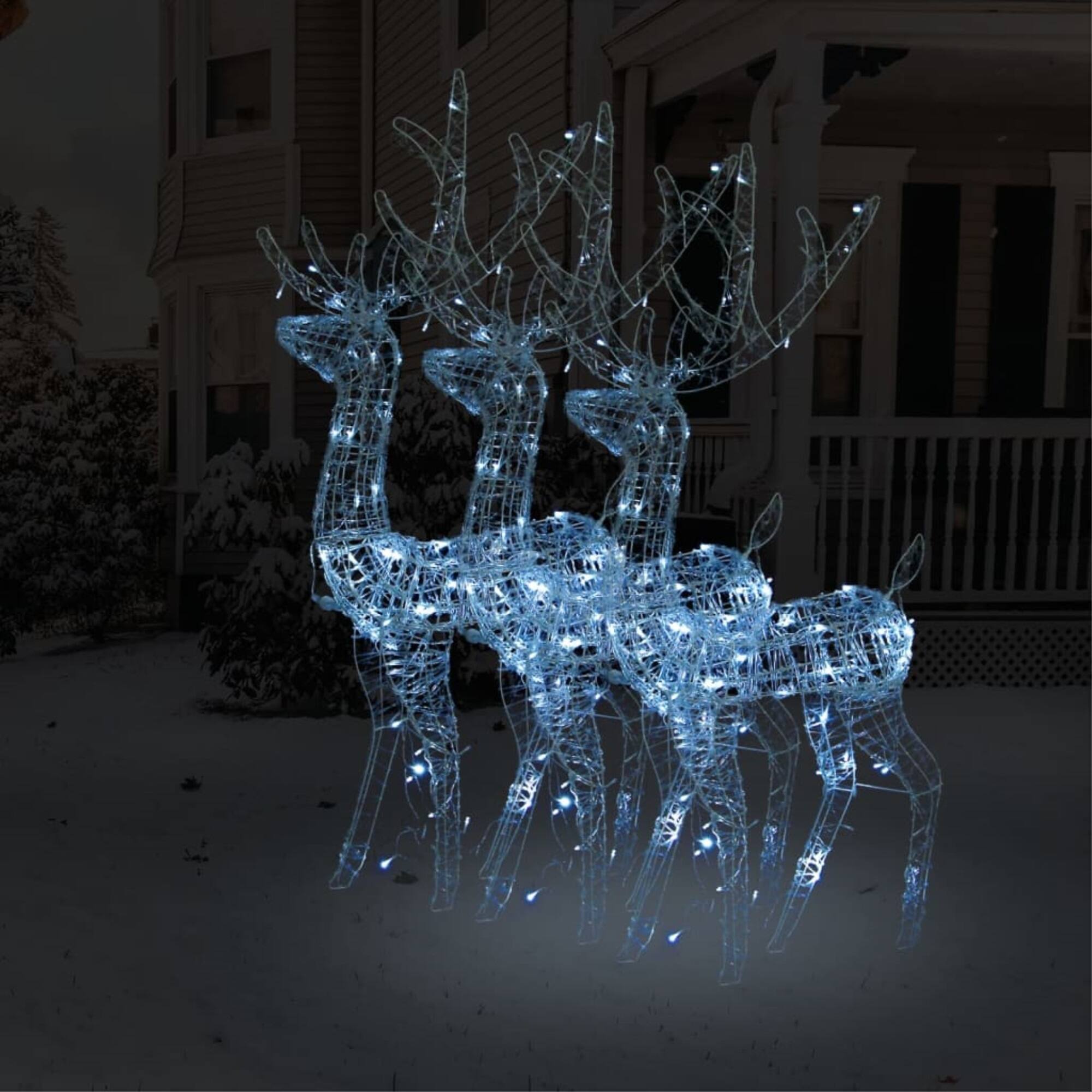 Front. vidaXL - vidaXL Acrylic Reindeer Christmas Decorations 3 pcs 47.2" Cold White - Cold White.