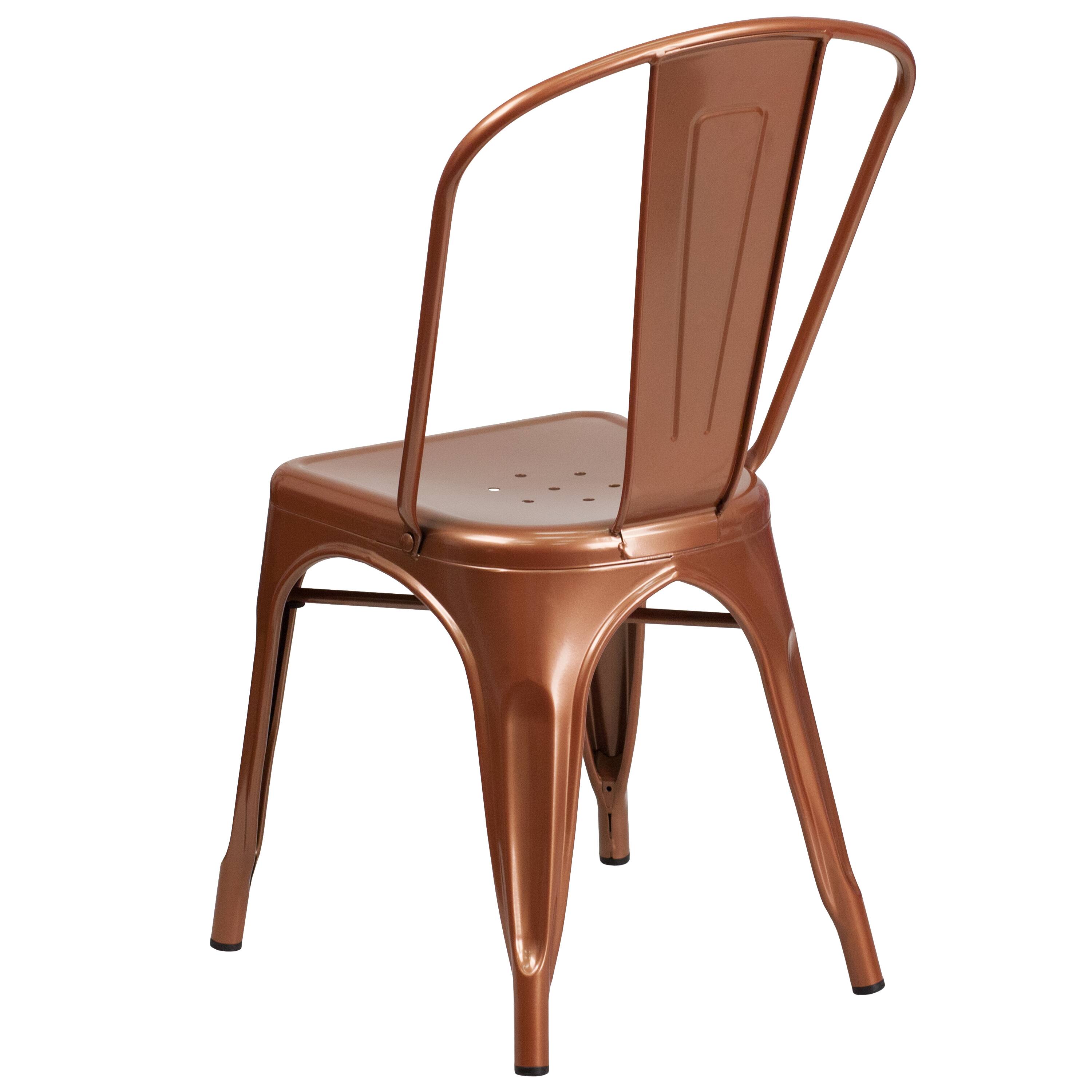 Alt View 5. Emma + Oliver - Commercial Grade Colorful Metal Indoor-Outdoor Dining Stack Chair - Copper.
