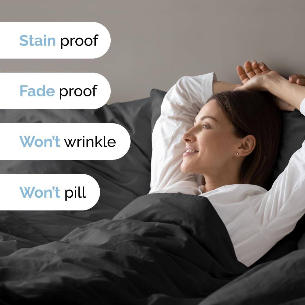 Stain proof  
Fade proof  
Won't wrinkle  
Won't pill