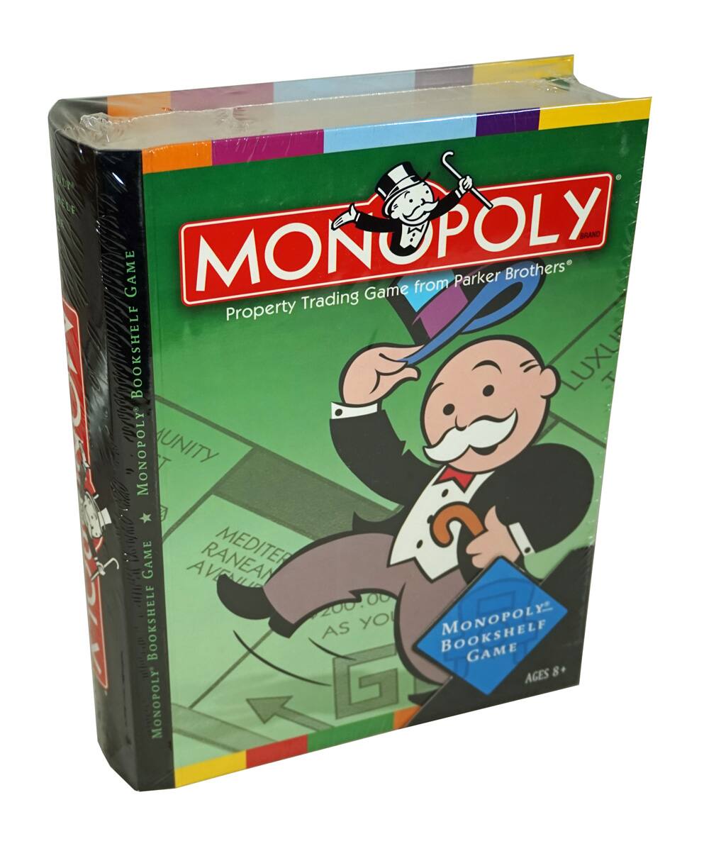 MONOPOLY  
Property Trading Game from Parker Brothers®  

MONOPOLY® BOOKSHELF GAME  
Ages 8+  

Luxury  
Community  
Mediterranean Avenue  
Ranee Avenue  
Go  
As You Pass Go Collect $200