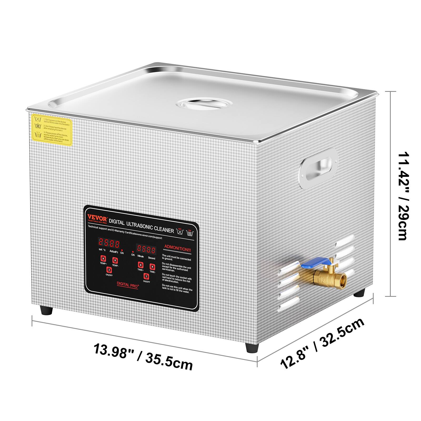 Sure, here is the corrected and grouped text from the image:

---

**VEVOR DIGITAL ULTRASONIC CLEANER**

**Technical support and Warranty:**
- Certificatevor.com/support
- 8888 8588

**ADMONITION!!!**

**The product is connected to the mains.**
- Do not touch the water with your hands.
- Do not use the product with water that is not clean.
- Do not use the product with water that is not clean.
- Do not use the product with water that is not clean.
- Do not use the product with water that is not clean.
- Do not use the product with water that is not clean.
- Do not use the product with water that is not clean.
- Do not use the product with water that is not clean.
- Do not use the product with water that is not clean.
- Do not use the product with water that is not clean.
- Do not use the product with water that is not clean.
- Do not use the product with water that is not clean.
- Do not use the product with water that is not clean.
- Do not use the product with water that is not clean.
- Do not use the product with water that