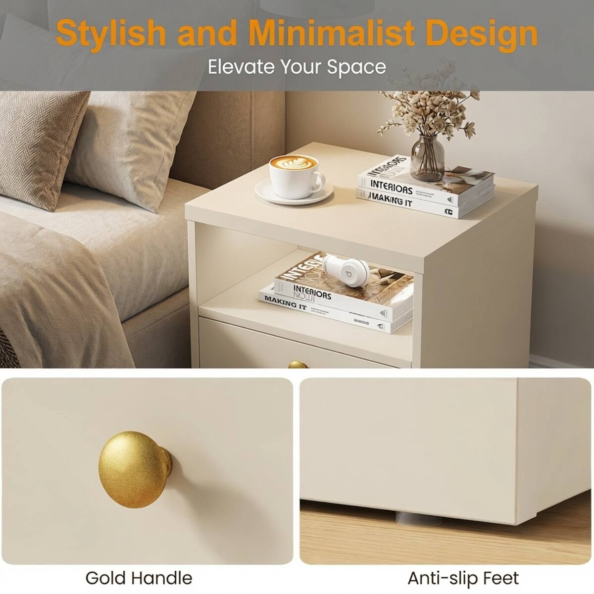 Stylish and Minimalist Design  
Elevate Your Space  

INSIONS INTERIORS MAKING IT  
CC  
INTER 6 MAKING INTERIORS NO.UI TI wazcon  

Gold Handle  
Anti-slip Feet