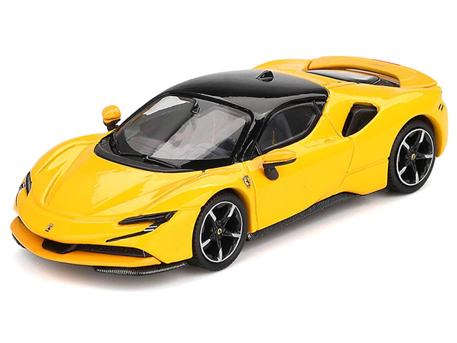 Alt View 3. BBR - Ferrari SF90 Giallo Modena Yellow with Black Top 1/64 Diecast Model Car by BBR.