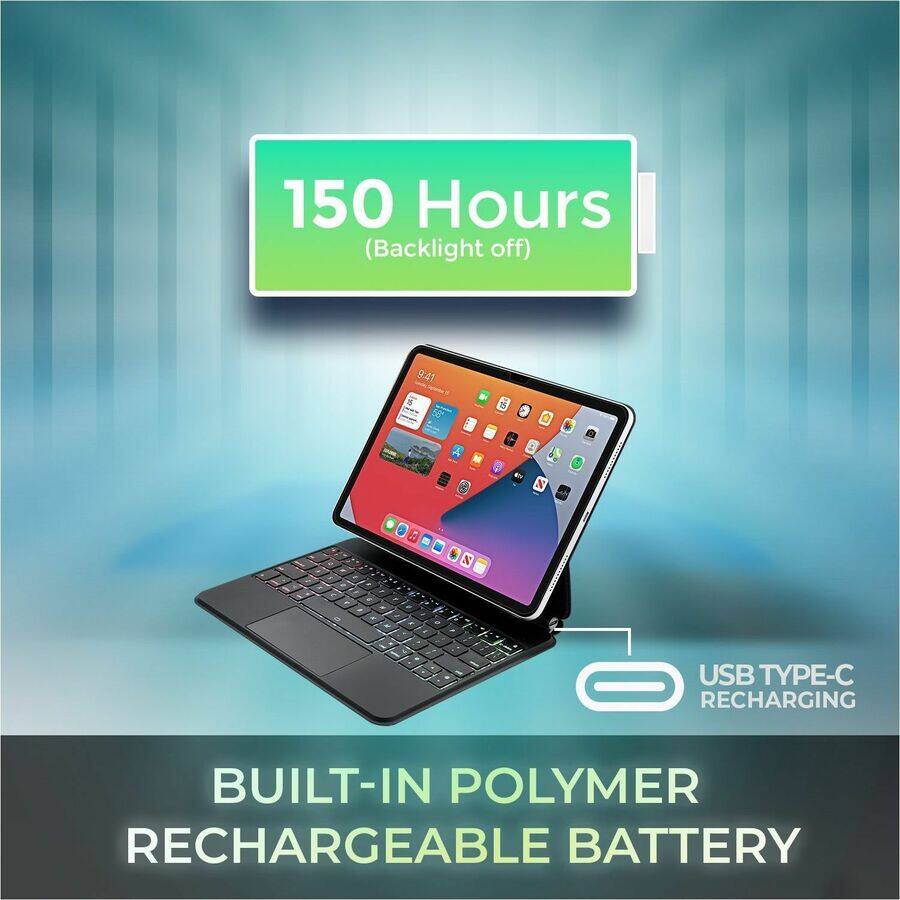 150 Hours (Backlight off)

USB TYPE-C RECHARGING

BUILT-IN POLYMER RECHARGEABLE BATTERY