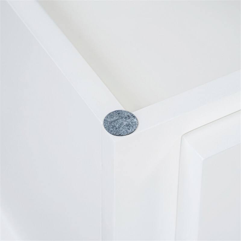 Alt View 7. HTUTWOO - Shoe Storage Bench for Living Room Entryway Hallways - Bench with Cushion and Three Drawers, Fluted Entryway Bench - White.