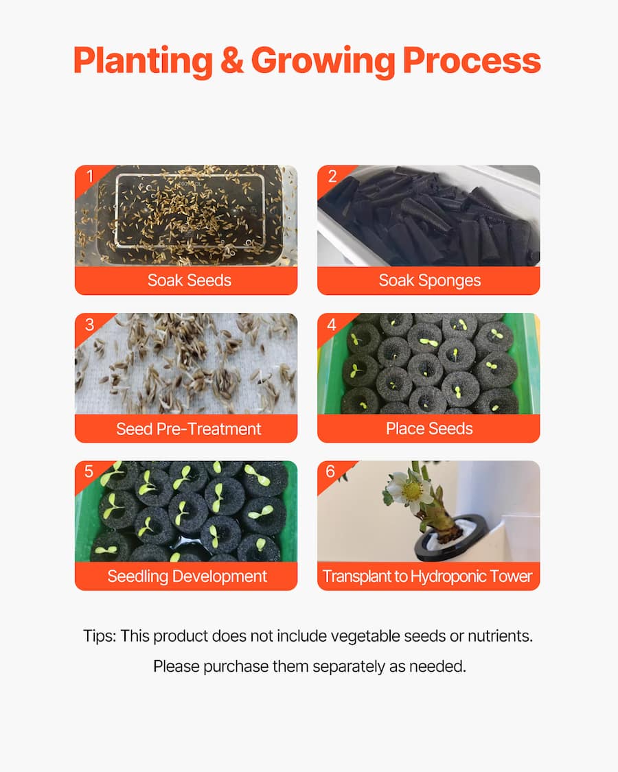 VEVOR Hydroponic Growing System with Grow Light,30 Pods Vertical 6 ...