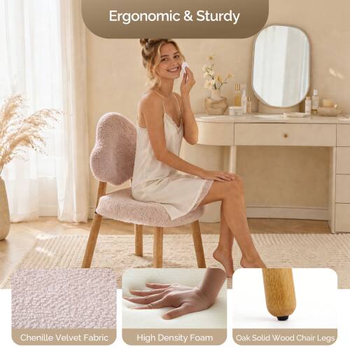 Ergonomic & Sturdy

Chenille Velvet Fabric
High Density Foam
Oak Solid Wood Chair Legs
