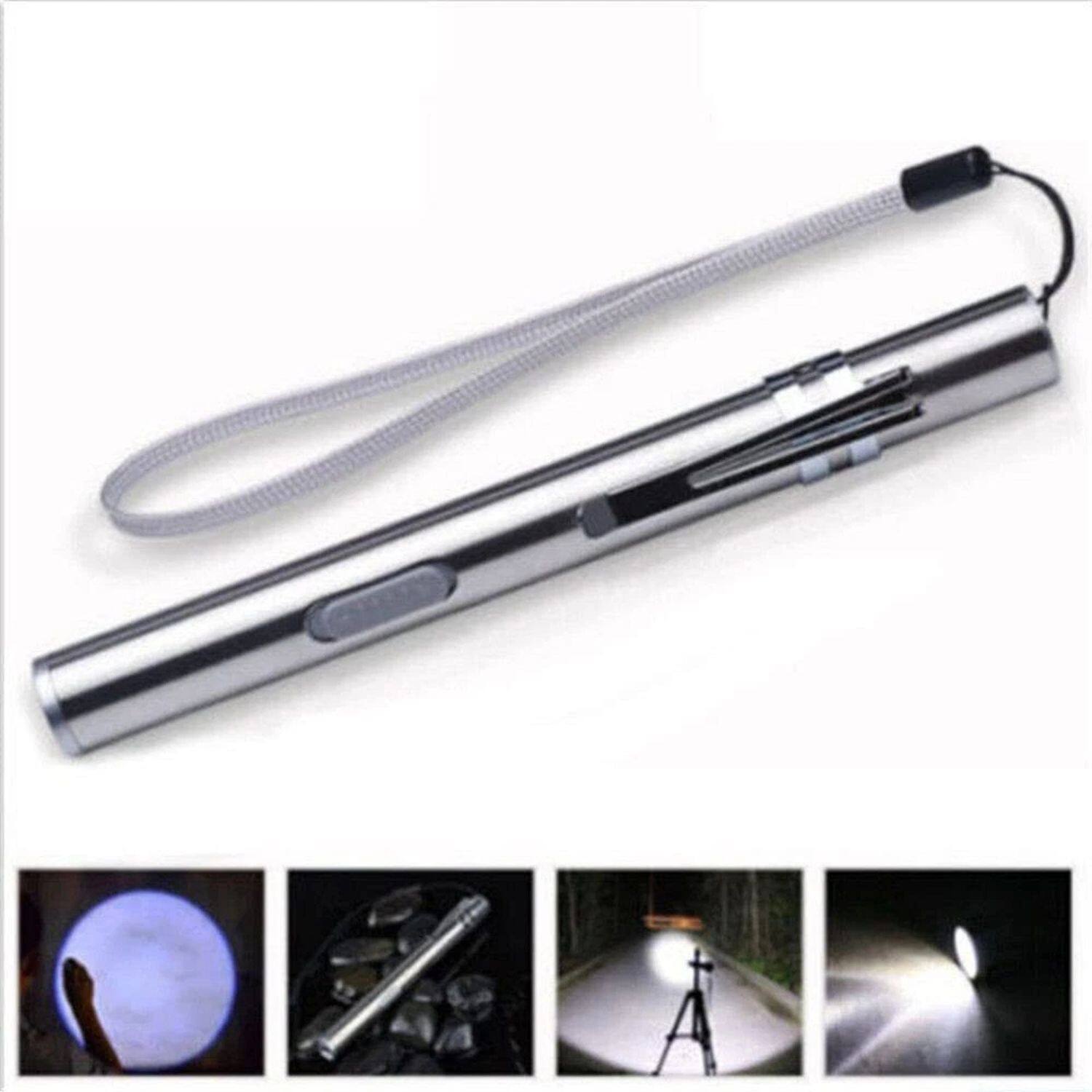 Alt View 5. Home Collection - 5" LED USB Rechargeable Stainless Steel Mini Pen Flashligh.