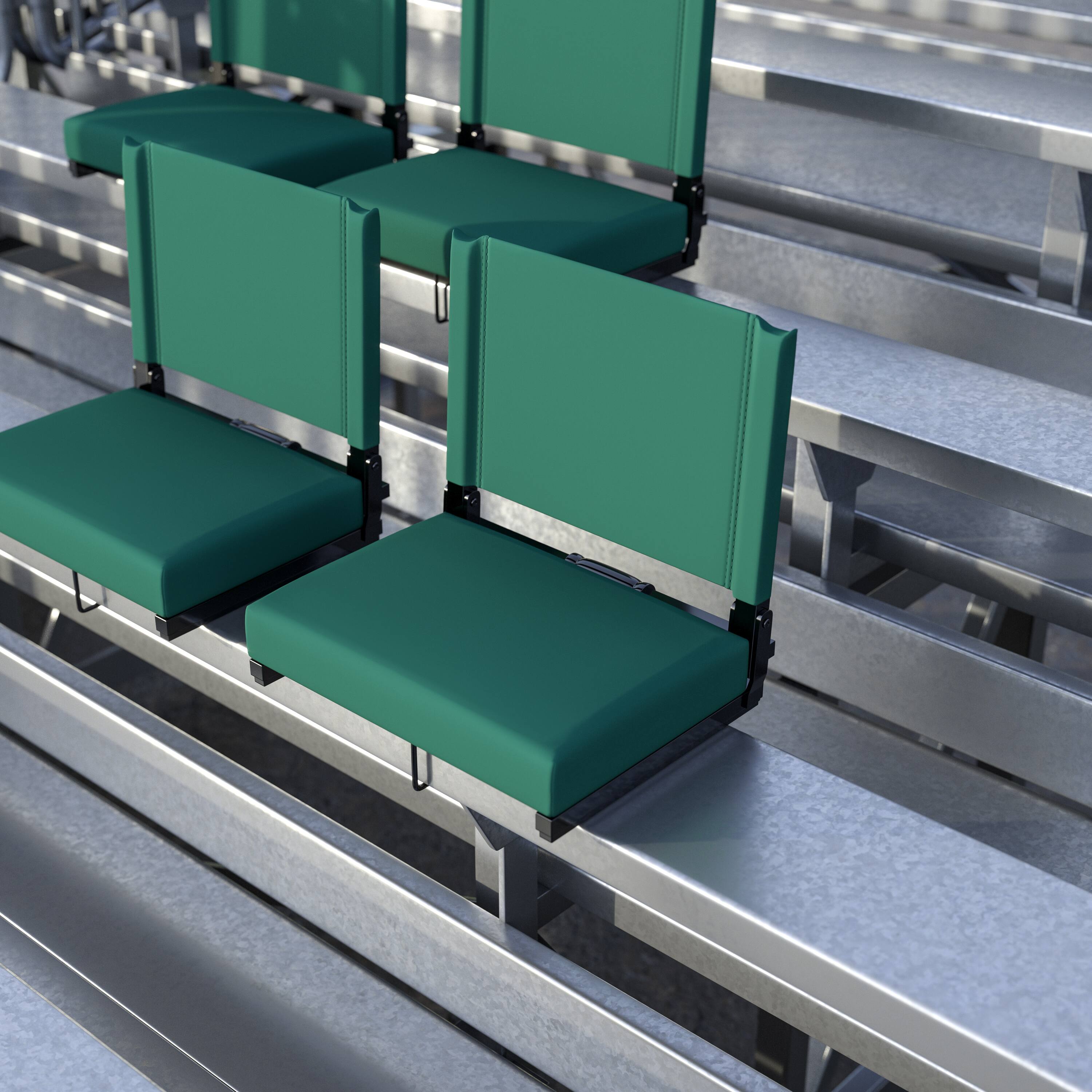 Alt View 2. Emma + Oliver - Set of 2 500 lb. Rated Lightweight Stadium Chair with Ultra-Padded Seat - Hunter Green.