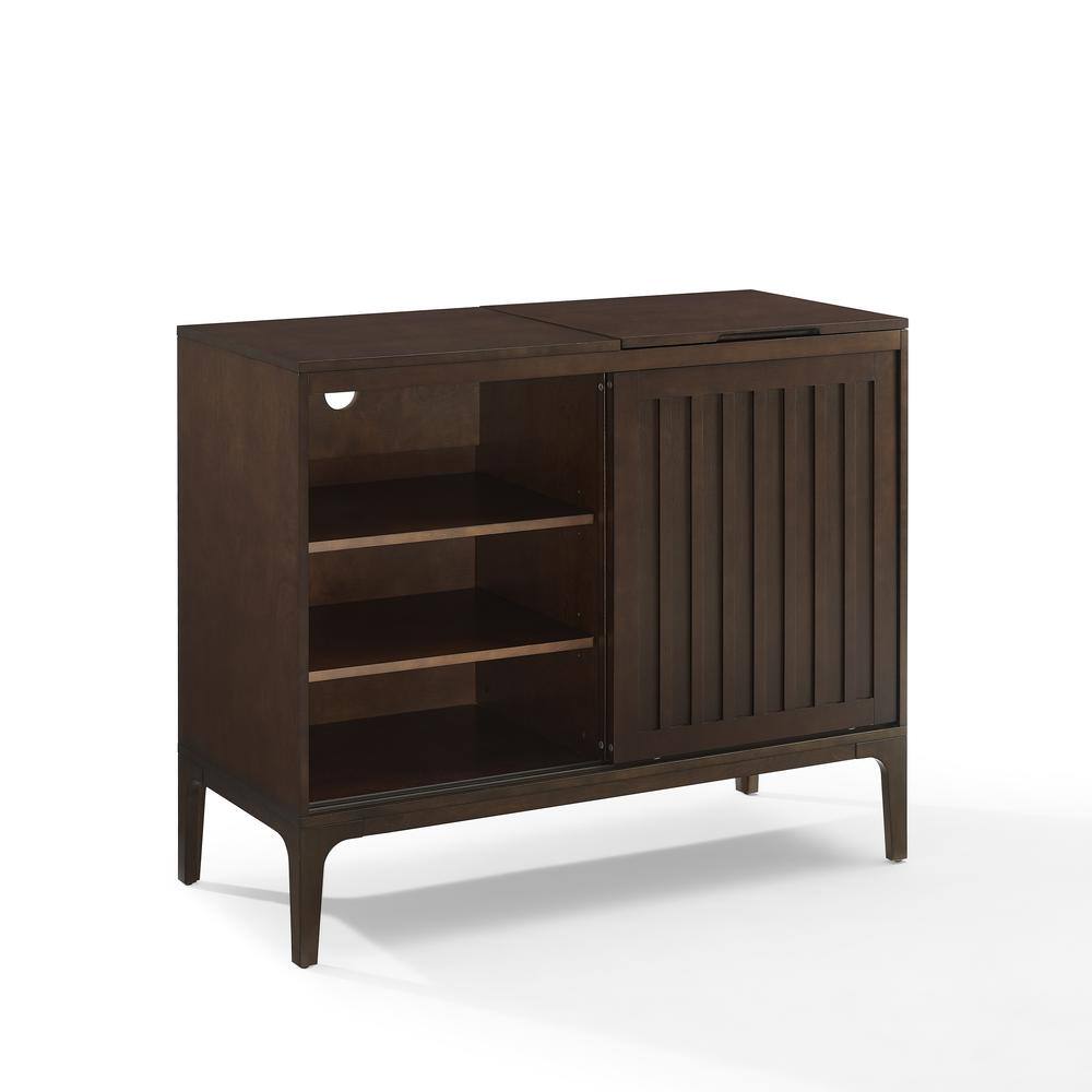 Alt View 1. Crosley Furniture - Asher Large Record Player Cabinet With Vinyl Storage - Dark Brown.