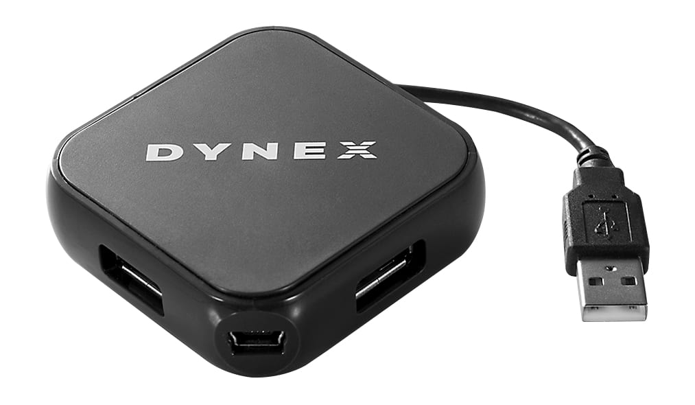 Front. Dynex™ - 4-Port USB 2.0 Hub - Black.
