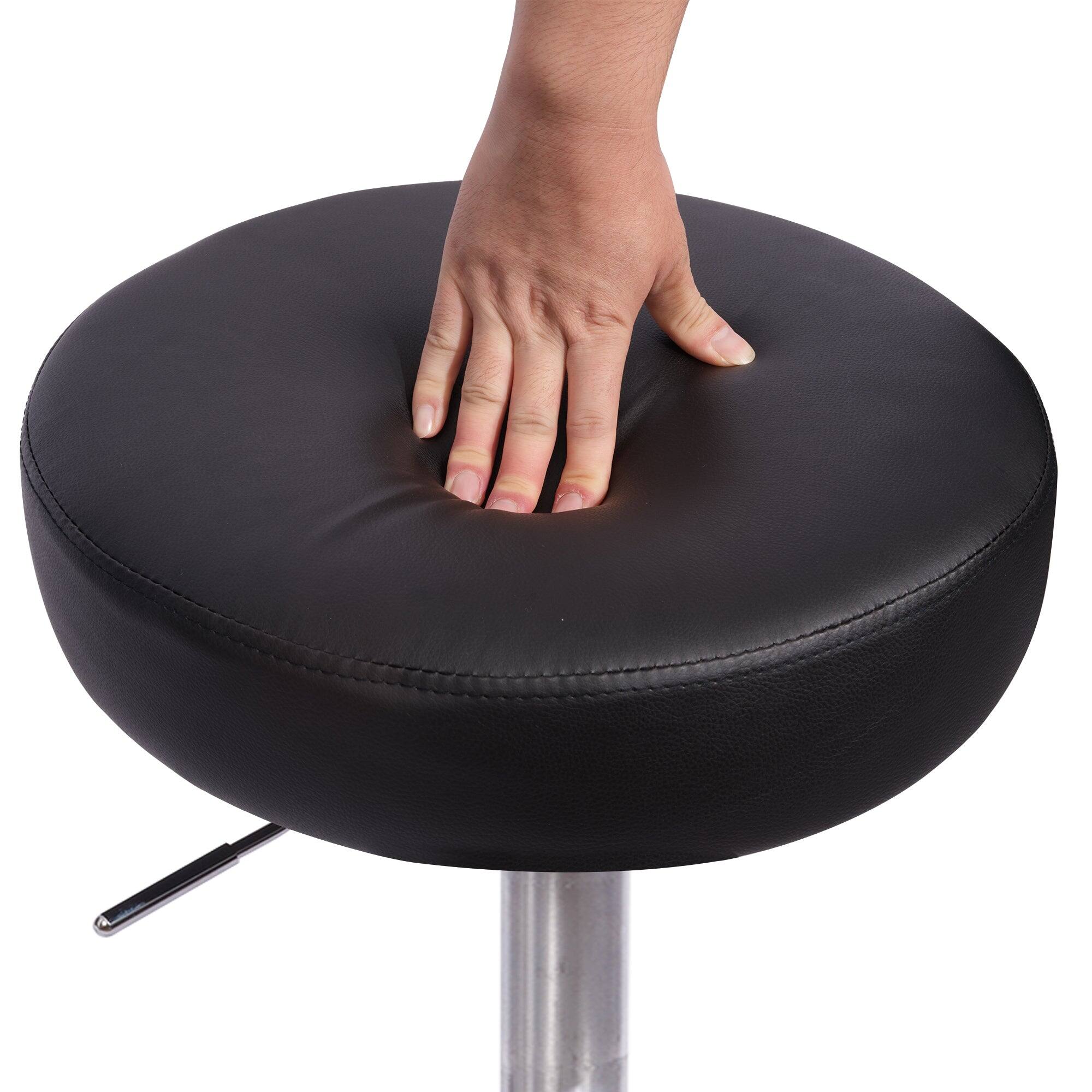 Left. Vecelo - Adjustable Height Swivel Stool with Footrest - PU Leather Rolling Stool Salon Stools,330lb Capacity - Black.