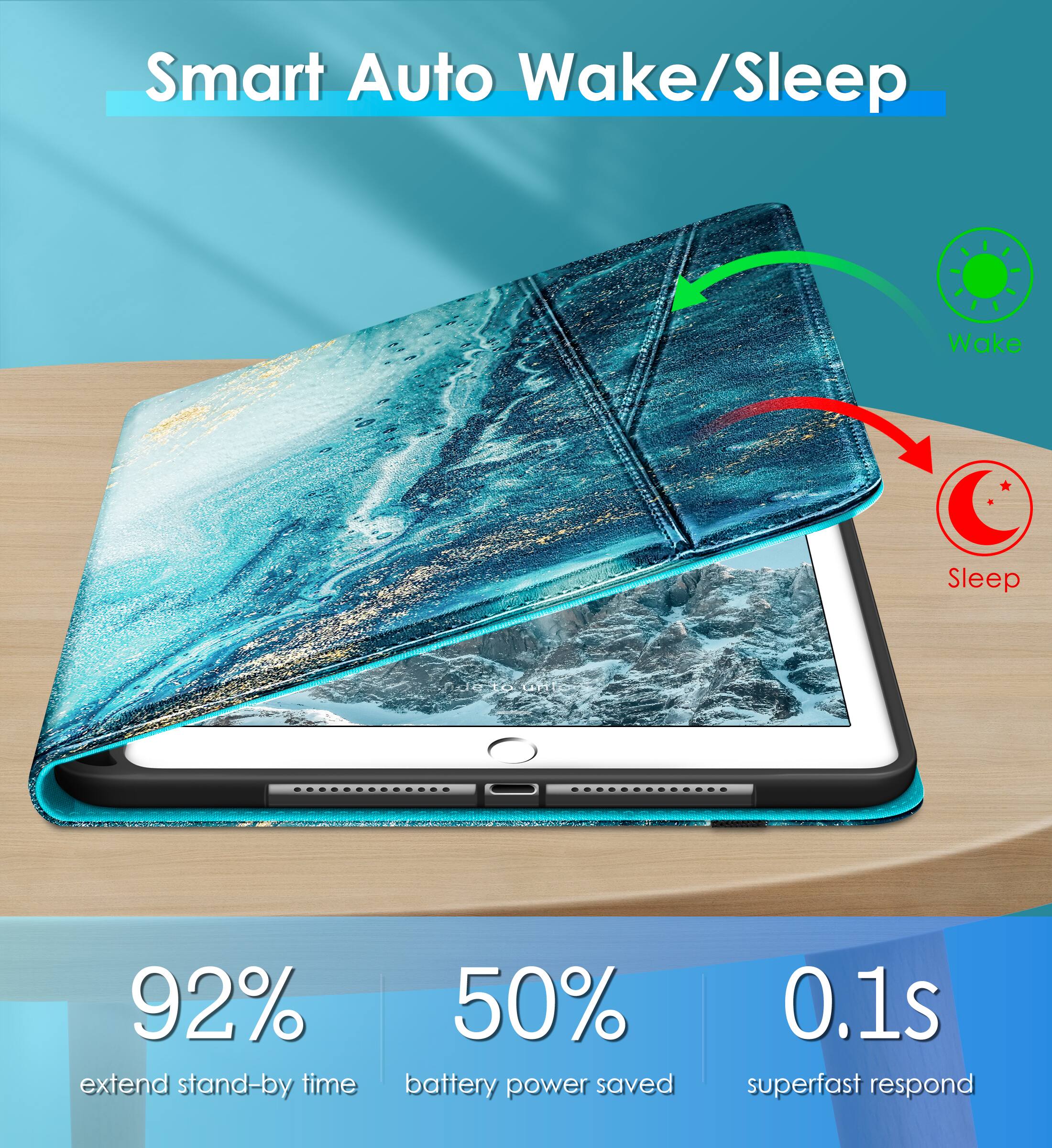 Smart Auto Wake/Sleep

- 92% extend stand-by time
- 50% battery power saved
- 0.1s superfast respond