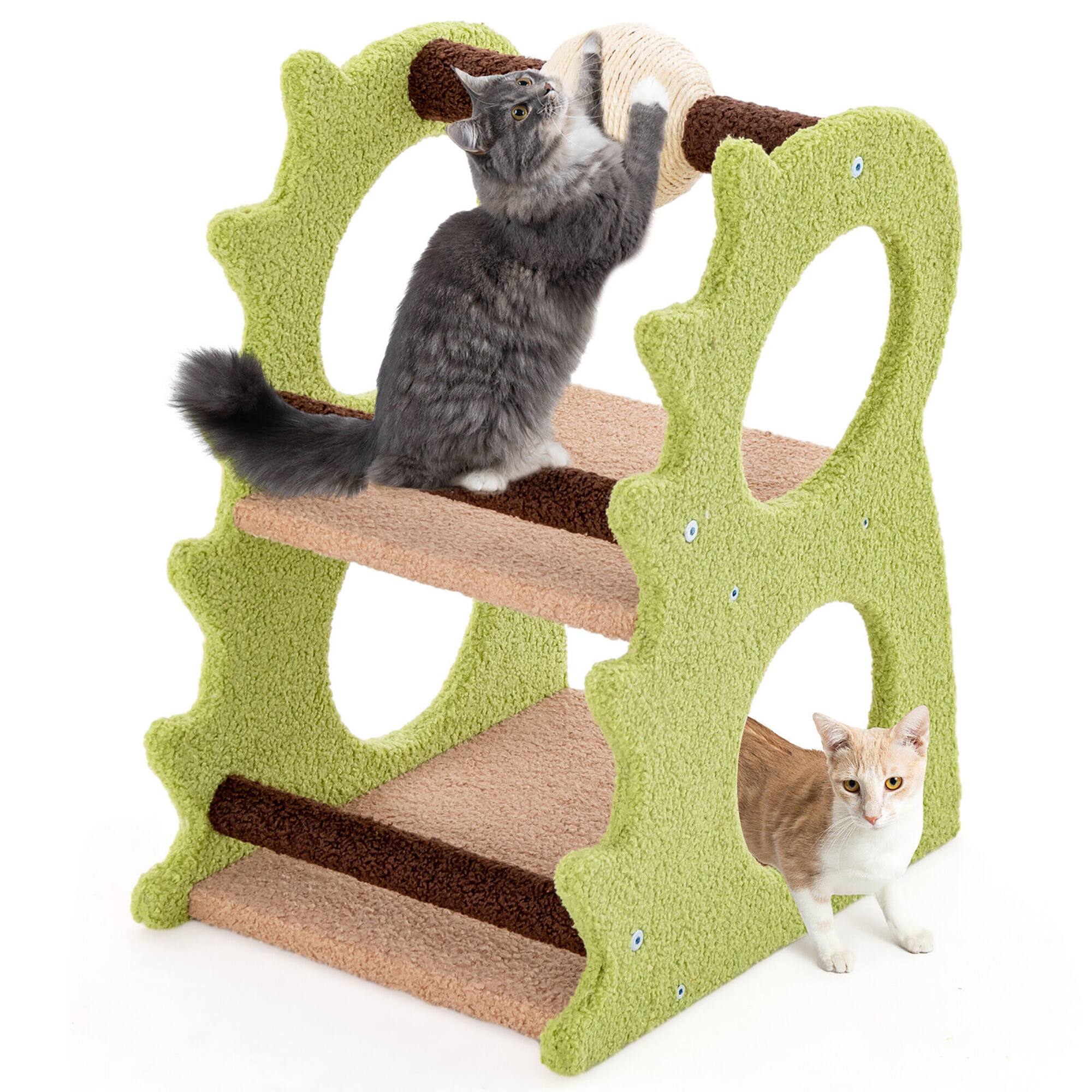 Alt View 9. Gymax - Gymax 2-Tier Dinosaur Cat Tree Tower w/ Rotating Scratching Sisal Ball Climbing Rods.