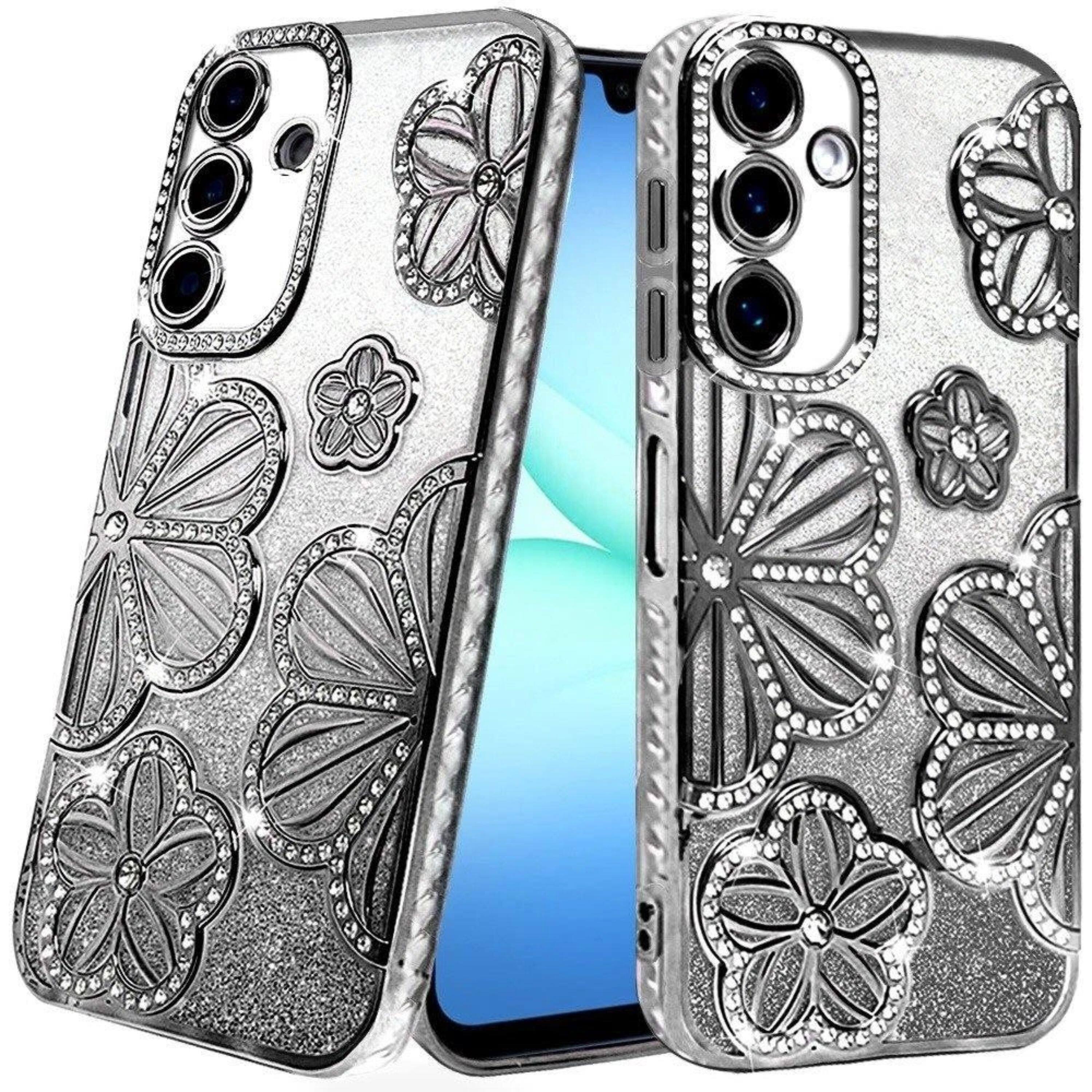 Kitcheniva - Bling Floral 3D Glitter Phone Cover Plus Tempered Glass For Samsung A17 5G - Black price history on PriceWatchPro