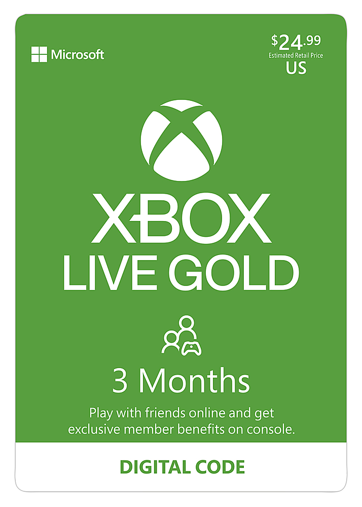 Microsoft Xbox Live 3 Month Gold Membership Digital S2t 00014