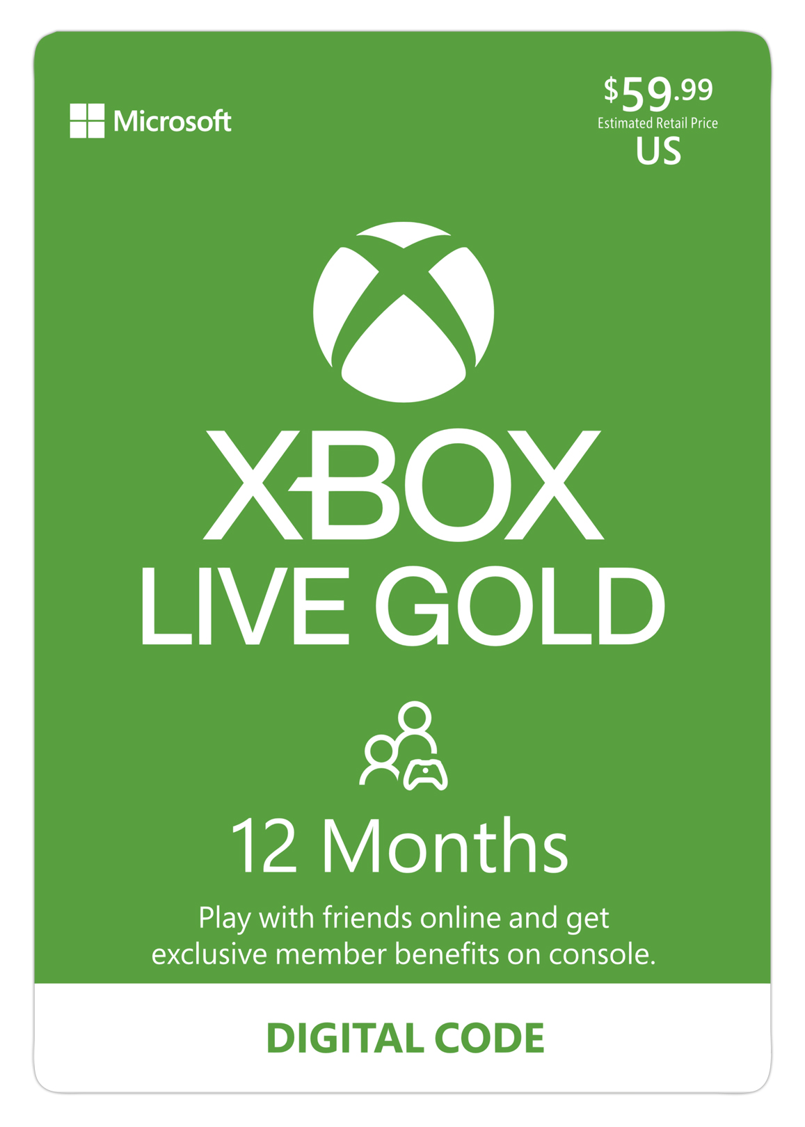 Microsoft - Xbox Live 12 Month Gold Membership [Digital]