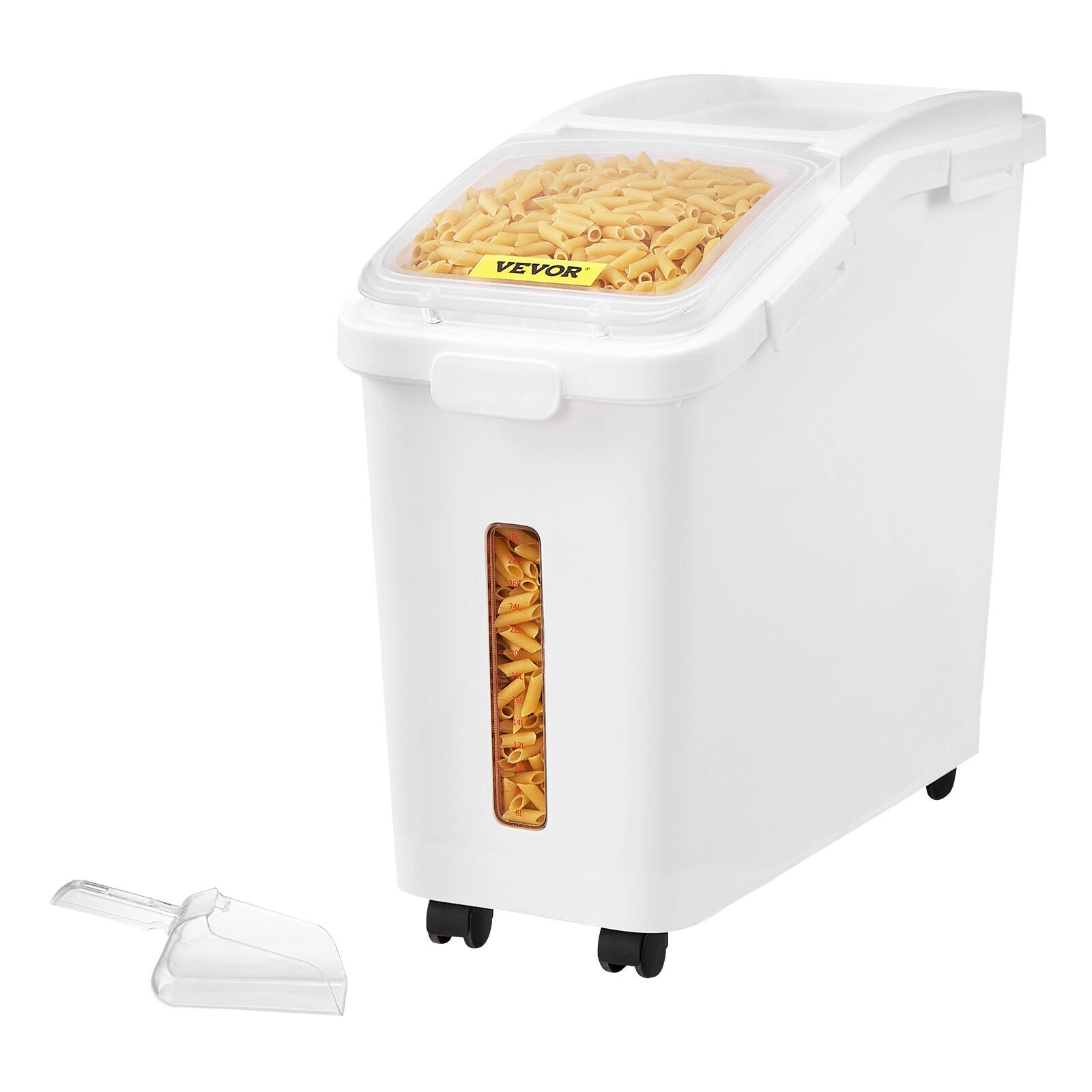 Alt View 5. VEVOR - Rice Storage Container, 11.4Gallon/50L Capacity Large Dog Food Dispenser Bin, Kitchen Ingredient Grain Cereal Flour Bin - White.