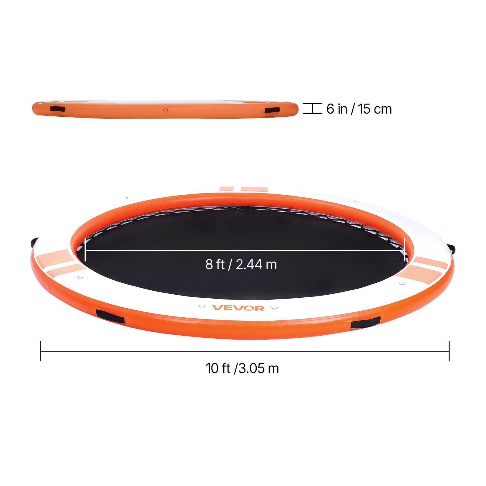 H 6 in / 15 cm  
8 ft / 2.44 m  
VEVOR  
10 ft / 3.05 m